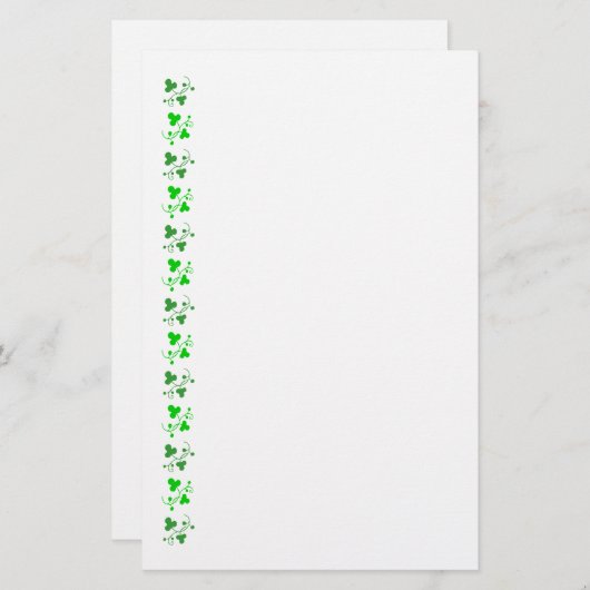 Green Shamrocks Pattern Stationery Briefpapier (Voorkant / Achterkant)