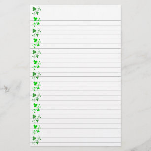 Green Shamrocks Pattern Stationery Lined Briefpapier