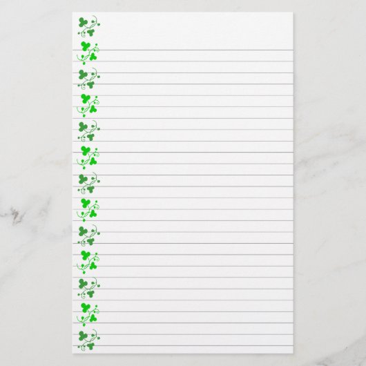 Green Shamrocks Pattern Stationery Lined Briefpapier (Voorkant)
