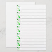Green Shamrocks Pattern Stationery Lined Briefpapier (Voorkant / Achterkant)