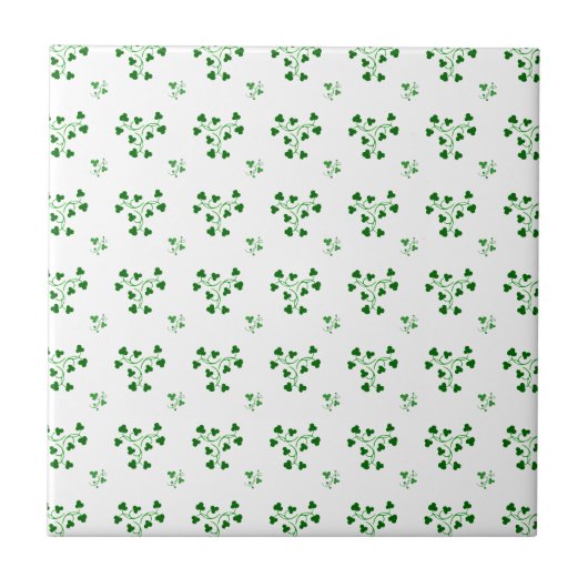 Green Shamrocks Pattern Tegel Tegeltje (Voorkant)