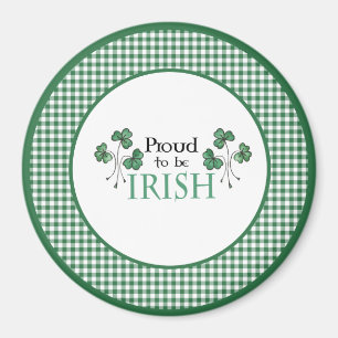 Green Shamrocks Proud om Irish Round Magnet te zij