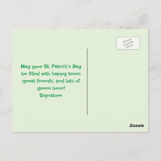 Green Shamrocks, St. Paddy's Day Briefkaart (Achterkant)