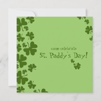 Green Shamrocks St. Paddy's Day Invitation Kaart