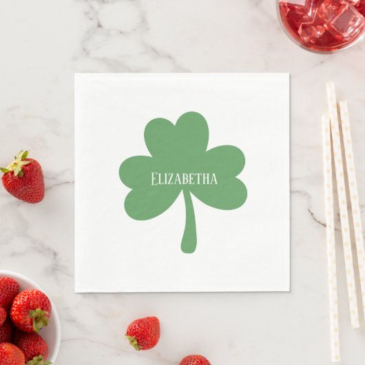 Green Shamrocks St. Patrick's Day Custom Name Servet (Insitu)