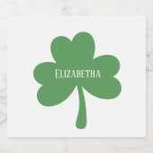 Green Shamrocks St. Patrick's Day Custom Name Sparkling Wijnetiket (Enkel label)