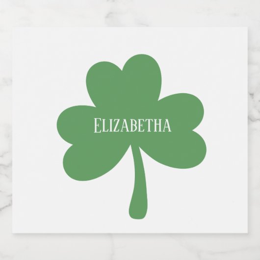 Green Shamrocks St. Patrick's Day Custom Name Sparkling Wijnetiket (Enkel label)