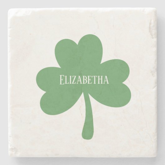 Green Shamrocks St. Patrick's Day Custom Name Stenen Onderzetter (Voorkant)