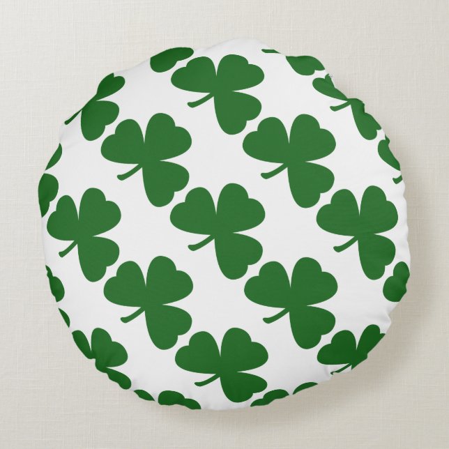 Green Shamrocks St. Patrick's Day Rond Kussen (Achterkant)