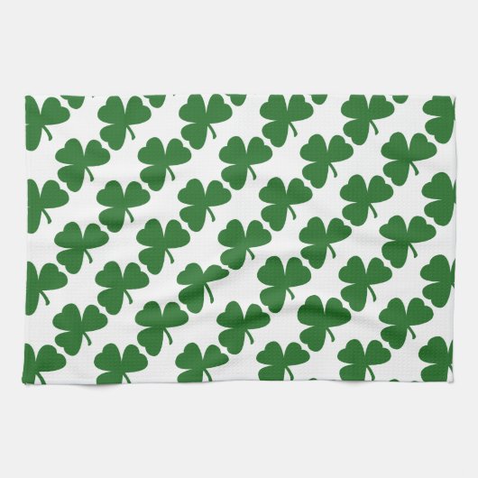 Green Shamrocks St. Patrick's Day Theedoek (Horizontaal)