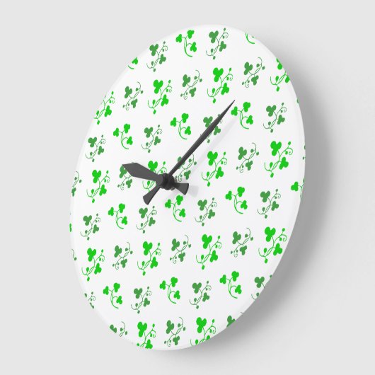 Green Shamrocks Wall Clock Grote Klok (Hoek)