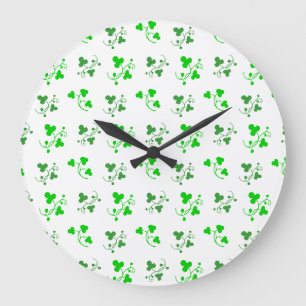 Green Shamrocks Wall Clock Grote Klok