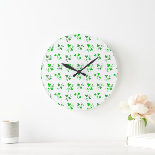 Green Shamrocks Wall Clock Grote Klok (Huis)