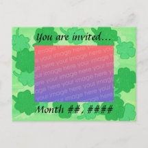 Green Shamrocks Wedding Photo Invitation Briefkaar