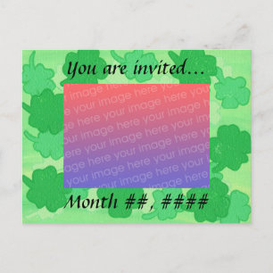 Green Shamrocks Wedding Photo Invitation Briefkaar Uitnodiging Briefkaart