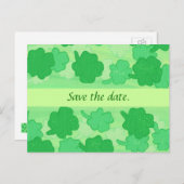 Green Shamrocks Wedding Save the date Briefkaarten (Voorkant / Achterkant)