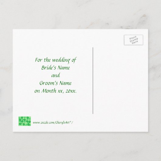 Green Shamrocks Wedding Save the date Briefkaarten (Achterkant)