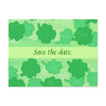 Green Shamrocks Wedding Save the date Briefkaarten
