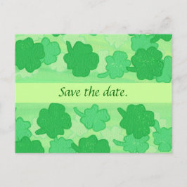 Green Shamrocks Wedding Save the date Briefkaarten