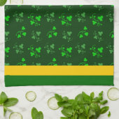 Green Shamrocks Yellow Stripe Kitchen Towel Theedoek (Gevouwen)