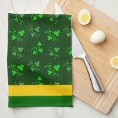 Green Shamrocks Yellow Stripe Kitchen Towel Theedoek (Quarter Fold)