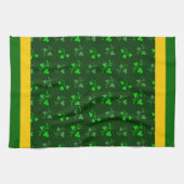Green Shamrocks Yellow Stripe Kitchen Towel Theedoek (Horizontaal)