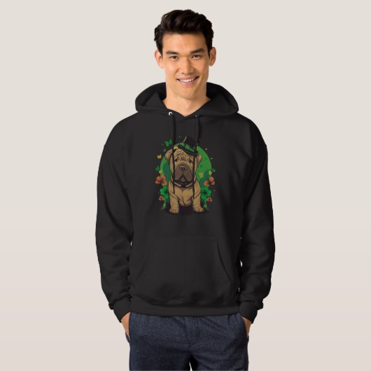 Green Shar Pei shamrock on St Patricks Day Shar Pe Hoodie (Voorkant volledig)