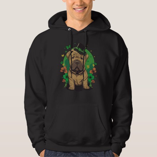 Green Shar Pei shamrock on St Patricks Day Shar Pe Hoodie (Voorkant)