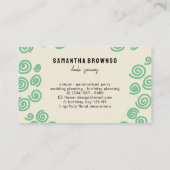 Green Sheep New Born Baby Doula Visitekaartje (Achterkant)