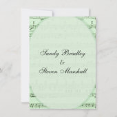 Green Sheet Music Theme Weddenschap Kaart (Achterkant)