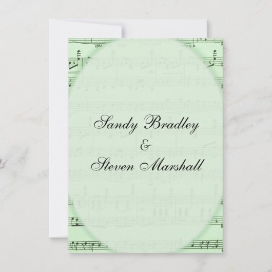 Green Sheet Music Theme Weddenschap Kaart (Achterkant)