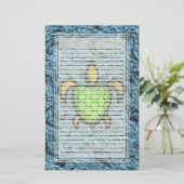Green Shell Turtle Lined Stationery Briefpapier (Staand voorkant)