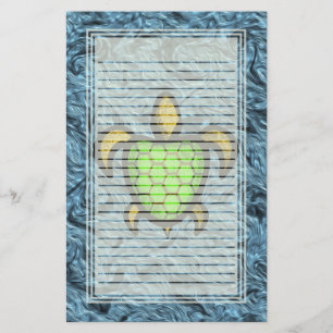 Green Shell Turtle Lined Stationery Briefpapier