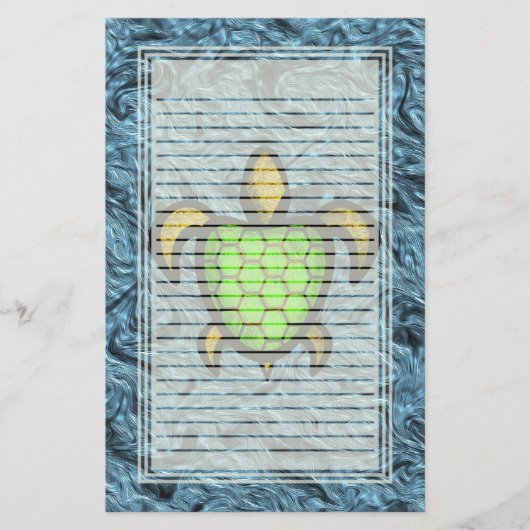 Green Shell Turtle Lined Stationery Briefpapier (Voorkant)