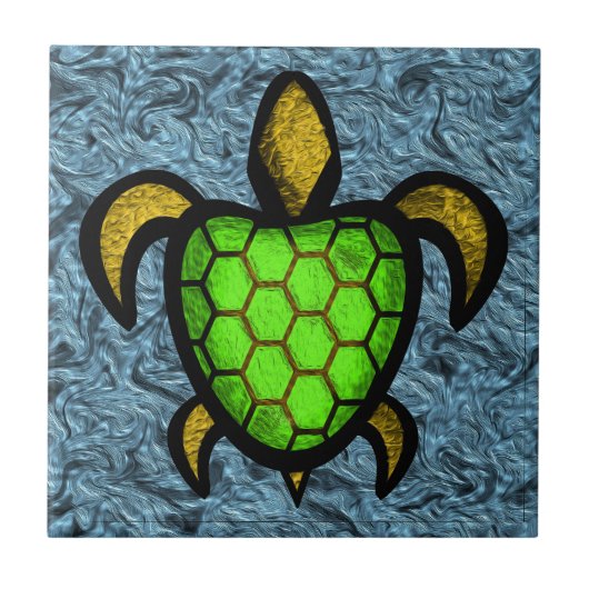 Green Shell Turtle Tile Tegeltje (Voorkant)
