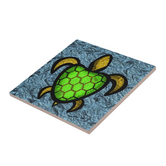 Green Shell Turtle Tile Tegeltje (Zijkant)