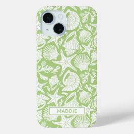Green Shells Personalized iPhone 15 Case