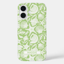 Green Shells Personalized iPhone 16 Hoesje