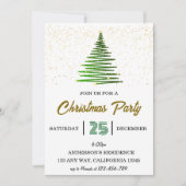 Green Shining Christmas Tree Party Uitnodiging (Voorkant)
