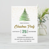 Green Shining Christmas Tree Party Uitnodiging (Staand voorkant)