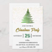 Green Shining Christmas Tree Party Uitnodiging (Voorkant / Achterkant)