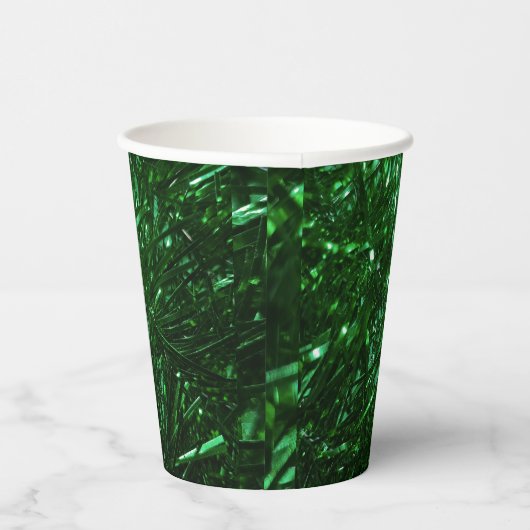 green shiny christmas tree leaves papieren bekers (Rechts)