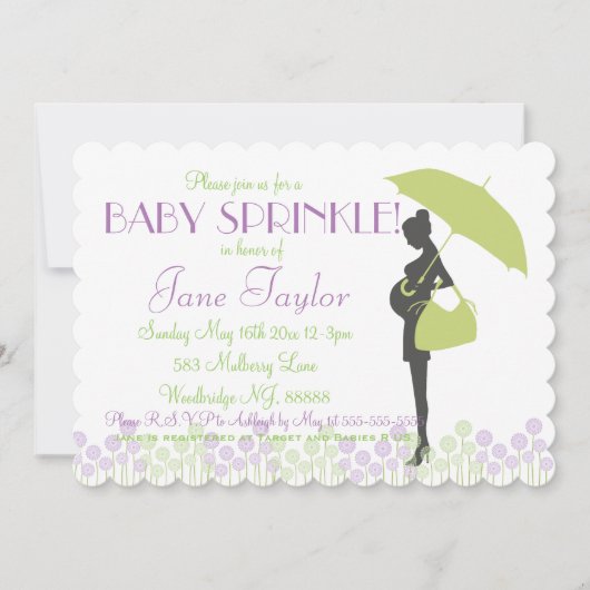 Green Silhouette Baby Sprinkle Kaart (Voorkant)