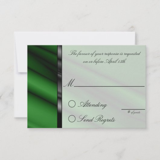 Green Silk Reply Card RSVP Kaartje (Voorkant)