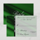 Green Silk Reply Card RSVP Kaartje (Voorkant / Achterkant)