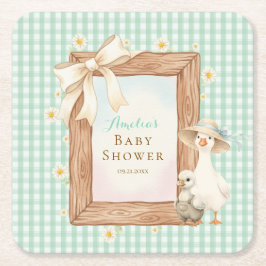 Green Silly Goose Baby Shower Paper Coaster Kartonnen Onderzetters
