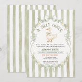 Green Silly Goose Baby Shower Preppy Strpes  Kaart (Voorkant / Achterkant)
