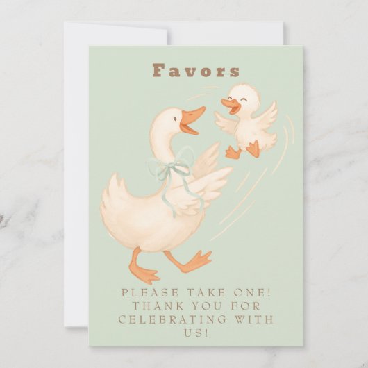 Green Silly Goose Favor Table Sign  Kaart (Voorkant)