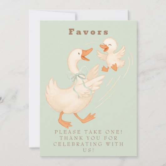 Green Silly Goose Favor Table Sign  Kaart (Achterkant)