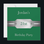 Green Silver 21st Elegant Male Birthday Party Kaart<br><div class="desc">Fantastische Elegant Events for Women, Girls, Party Invites voor alle leeftijden, pas je aan op de leeftijd die je wilt! 21ste uitnodiging van de Birthday Party, 20e uitnodiging van de Birthday Party, 30e uitnodiging van de Birthday Party, 40e uitnodiging van de Birthday Party, 50e uitnodiging van de Birthday Party, 60e...</div>